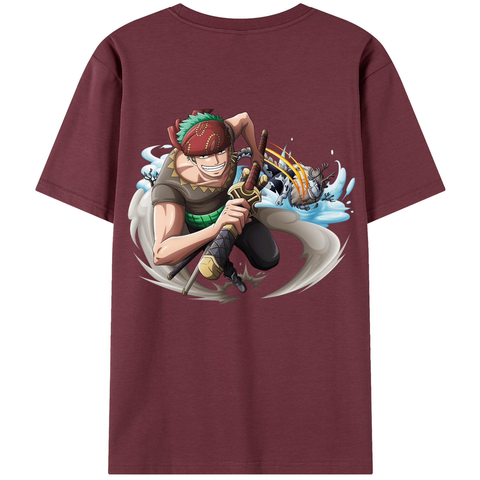 ワンピース ロロノア・ゾロ ONE PIECE Roronoa Zoro 綿100％半袖Tシャツ（背面プリント）